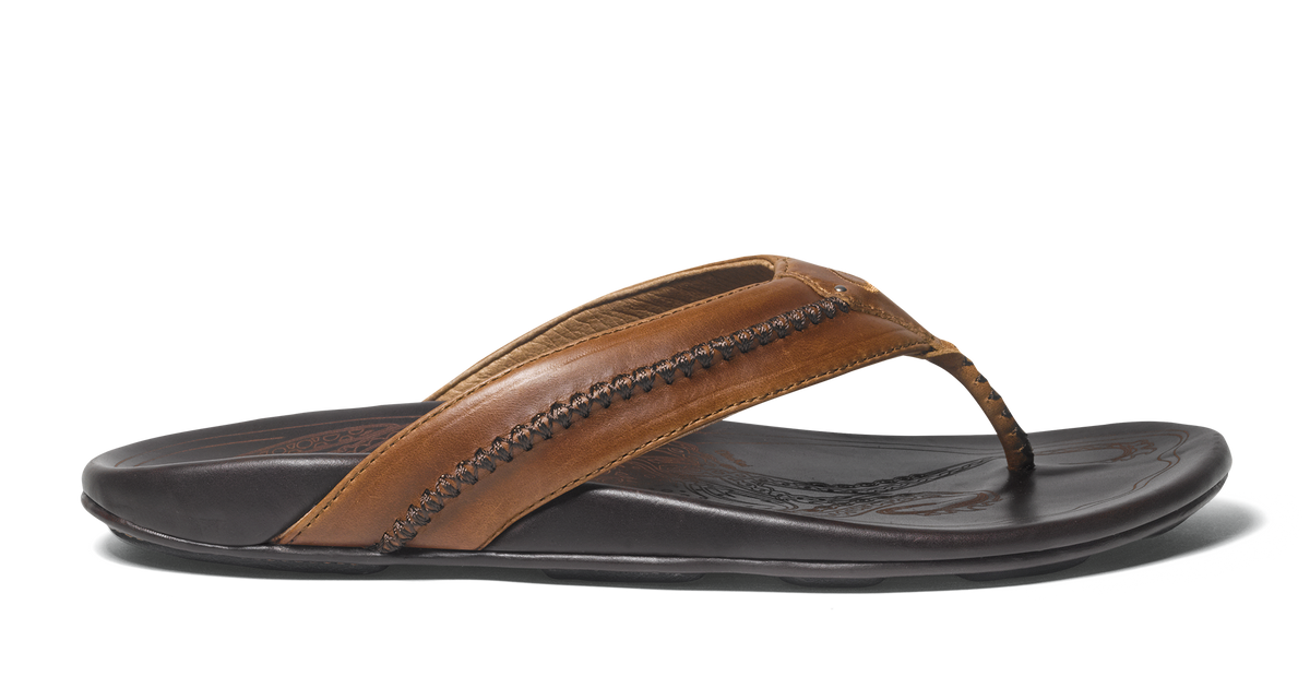 Mea Ola Men s Leather Sandals Tan Dark Java OluKai OluKai Australia