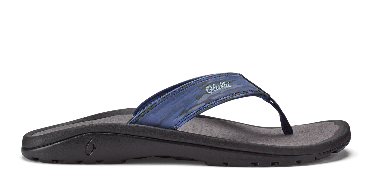 OLUKAI Ohana Pa\'i Thong Sandals Trench Blue/Wai Camo Men Size 16 Flip Flops OluKai Men main image 3