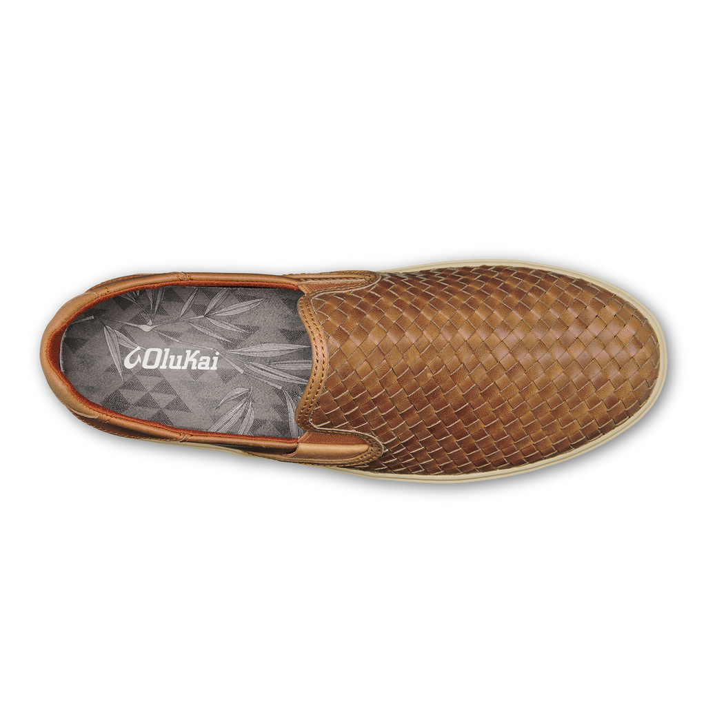 Lae ahi Lauhala Men s Leather Slip On Sneakers Fox OluKai OluKai Australia
